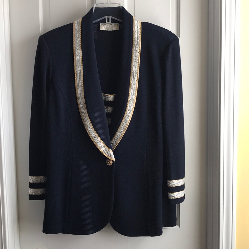 St John Collection Vintage Navy Knit Blazer
